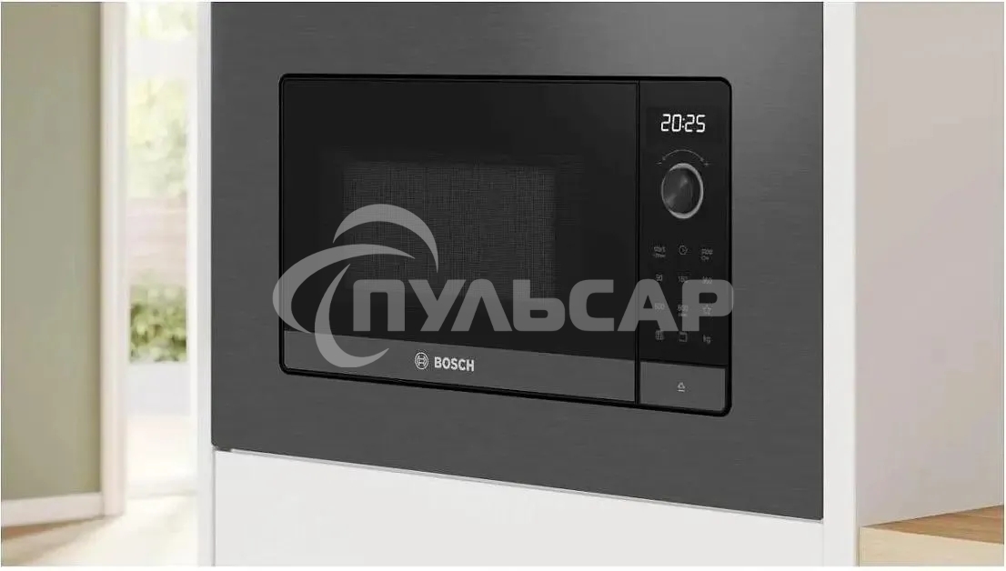 Микроволновая печь встраиваемая Bosch BEL623MD3 серый/черный, 20 л, 800 Вт, переключатели - поворотный механизм/сенсор