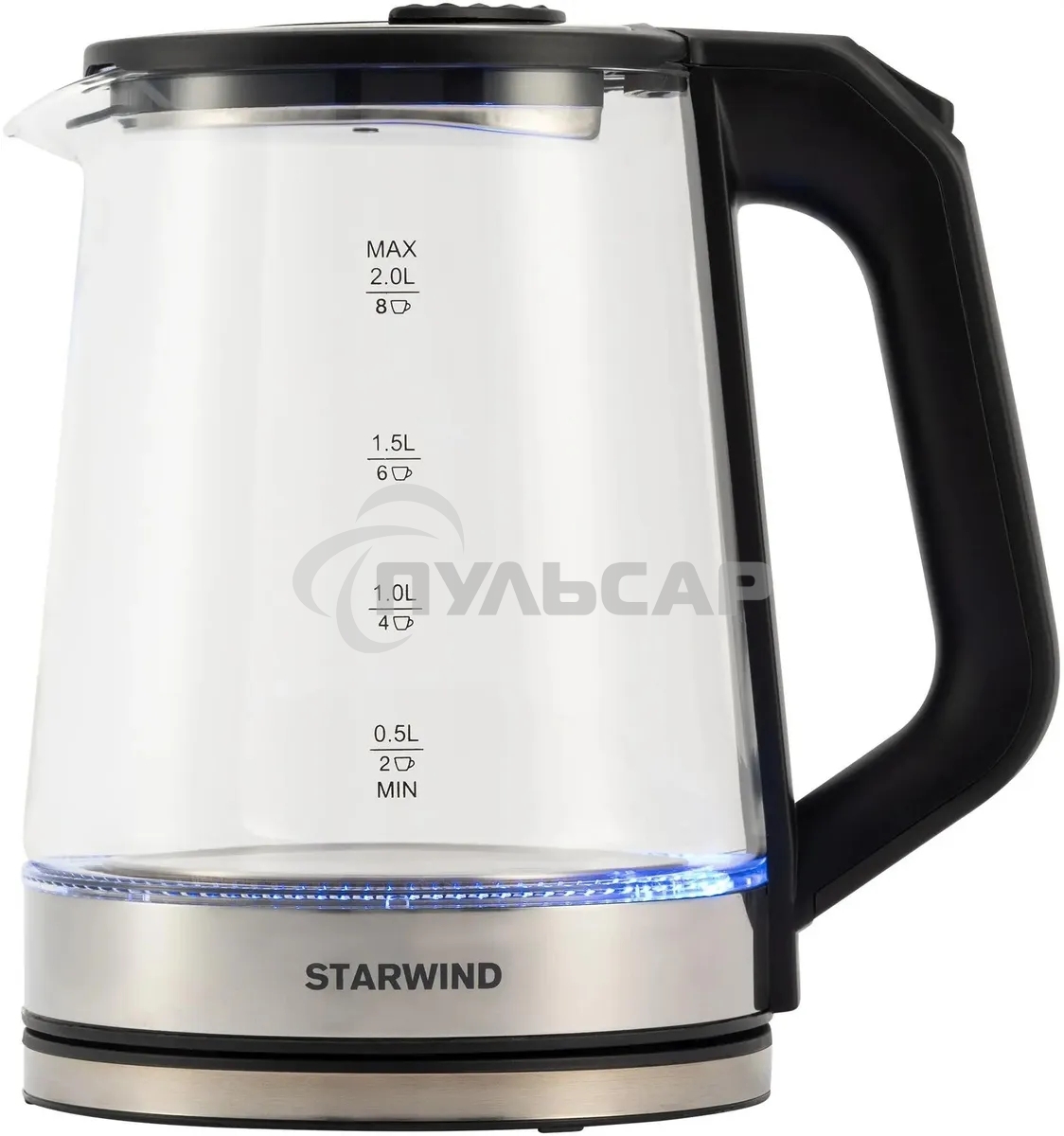 Чайник электрический Starwind SKG5778 2л. 2000Вт черный/прозрачный (корпус: стекло)