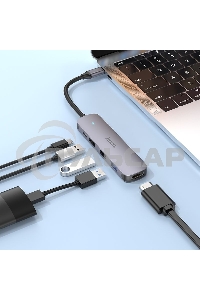 Разветвитель USB-C Hoco HB27 4порт. серый