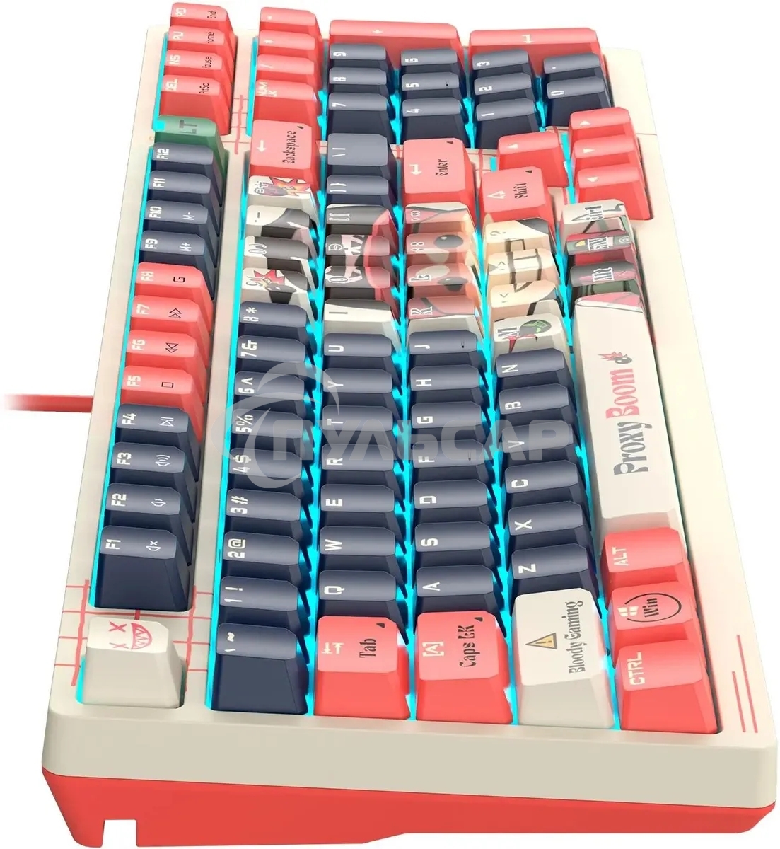 Клавиатура проводная A4Tech Bloody AT98 Proxy Boom USB бежевый/красный