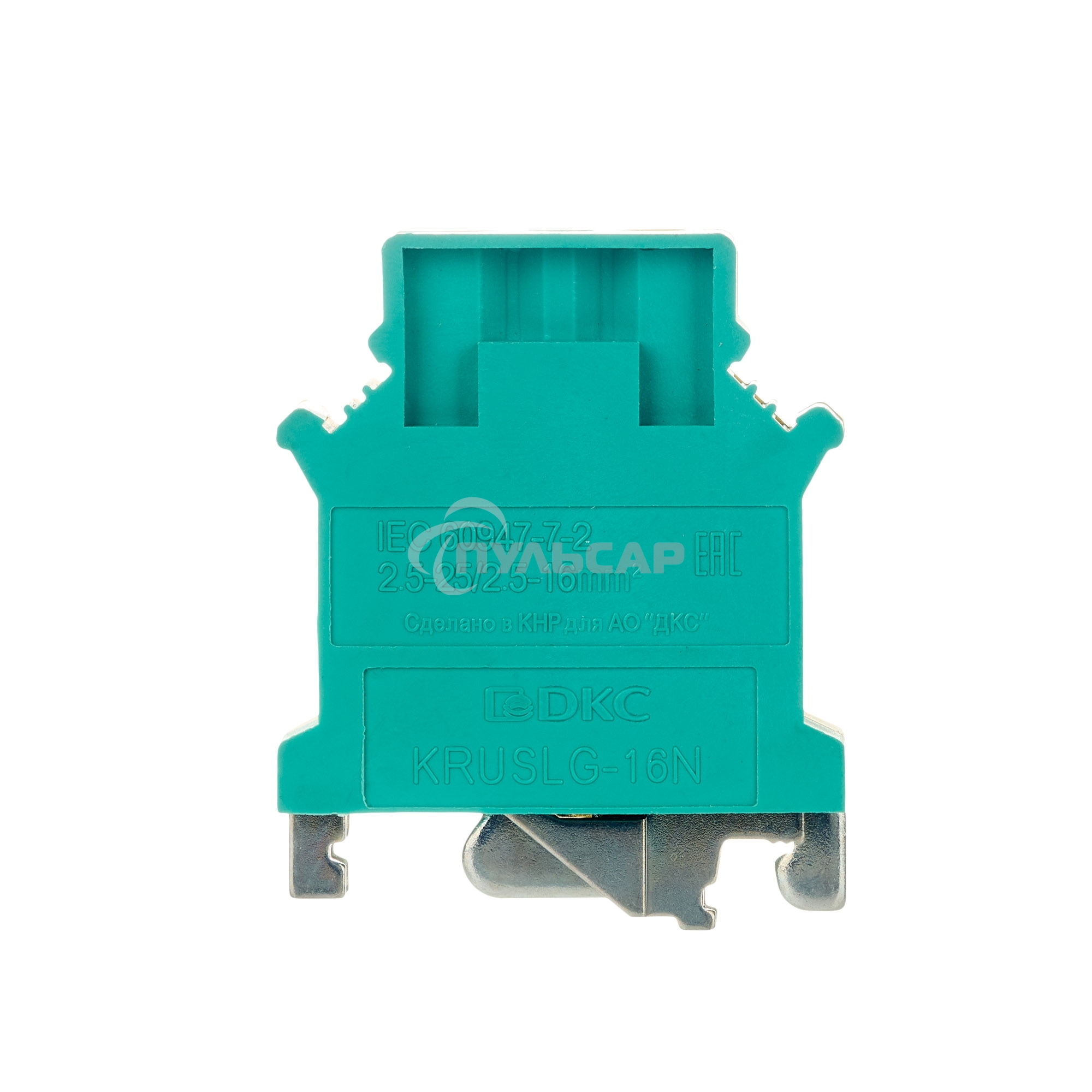 Клемма заземления KRUSLG-16N, винтовой зажим, 2 точки подключения, 16 кв.мм