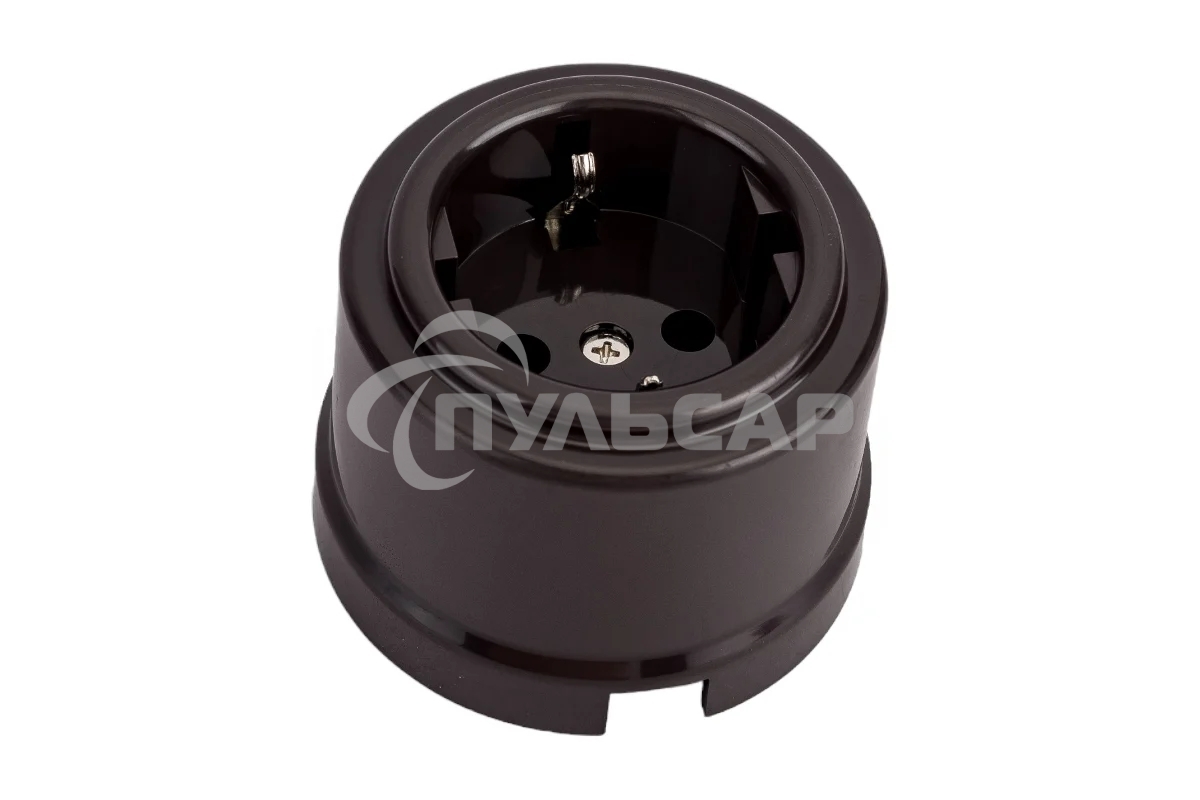 Розетка Bironi B1-101-22 1-м ОП Лизетта, 16А IP20, ретро с заземлением, ABS-пластик, коричневый