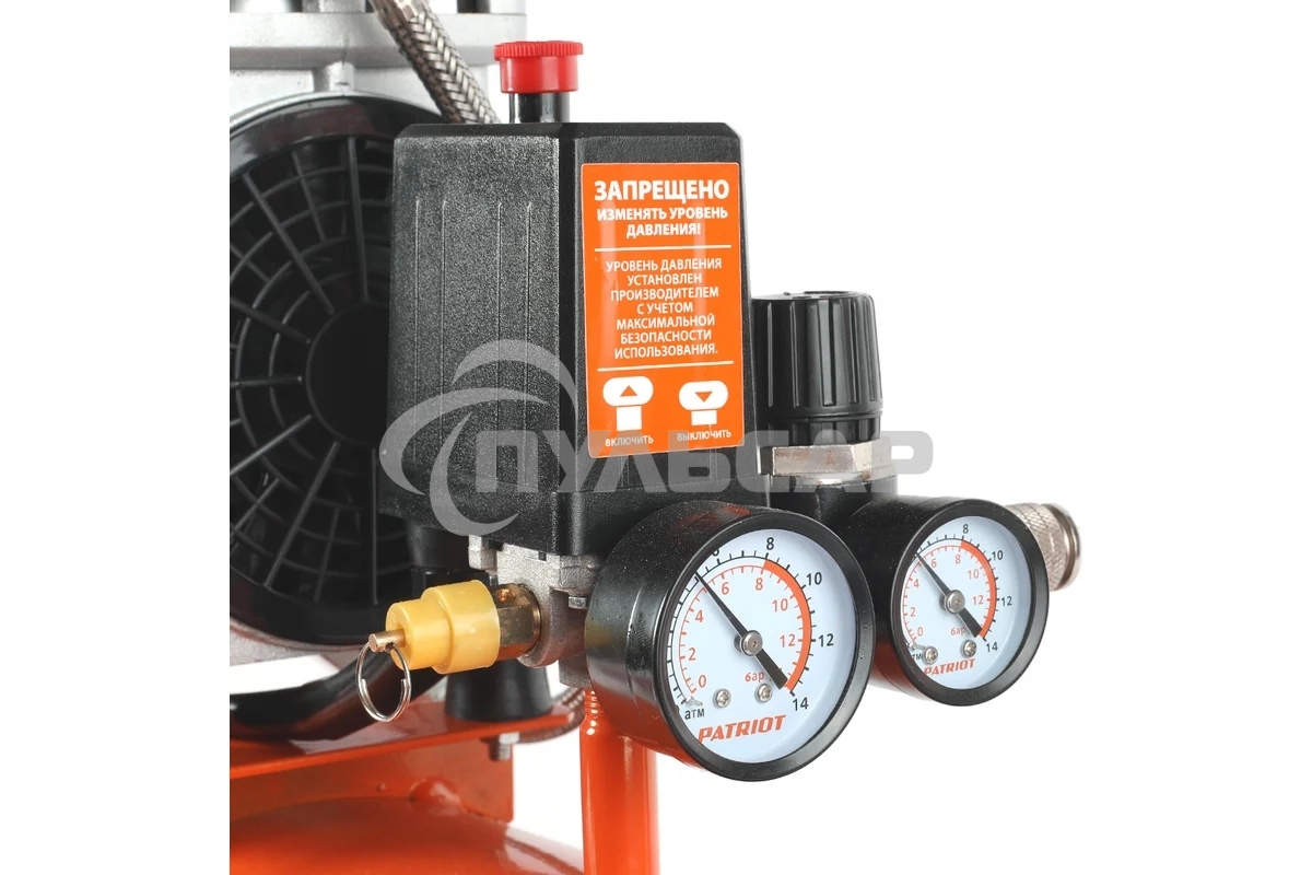 Компрессор PATRIOT WO 24-160 525306375 Безмасляный; Мощн. 1,1 кВт; Напр. 230В Об. двиг.: 2850 об/мин; Производительность: 160 л/мин; Объем ресивера: 24 л; Давление: 8 бар