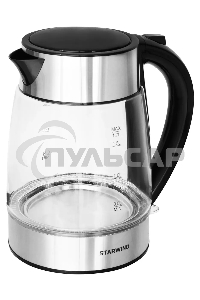 Чайник электрический Starwind SKG3026 1.7л. 2200Вт черный/серебристый (корпус: стекло)