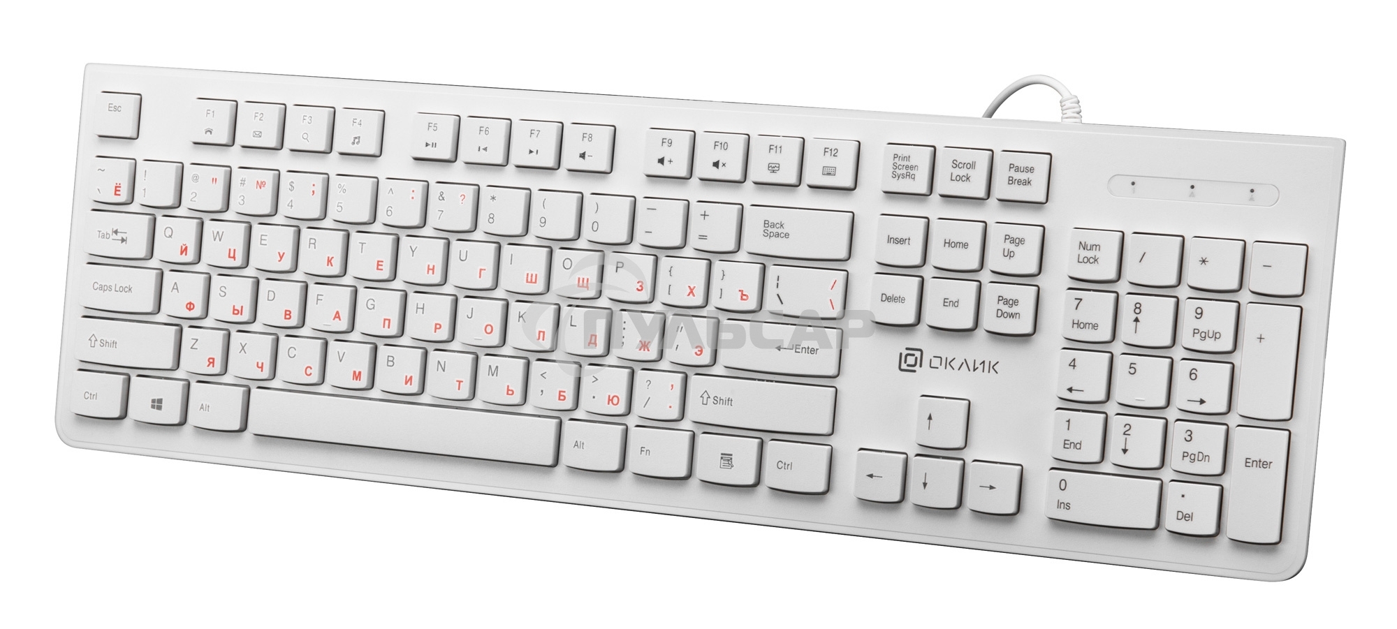 Клавиатура проводная Oklick 505M белый USB slim