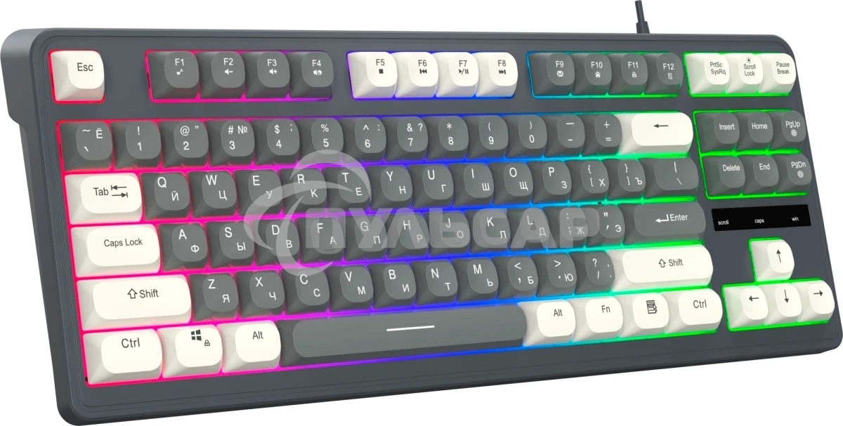 Клавиатура проводная Oklick 711G серый/белый USB Multimedia for gamer LED (1790385) кабель 1.5м