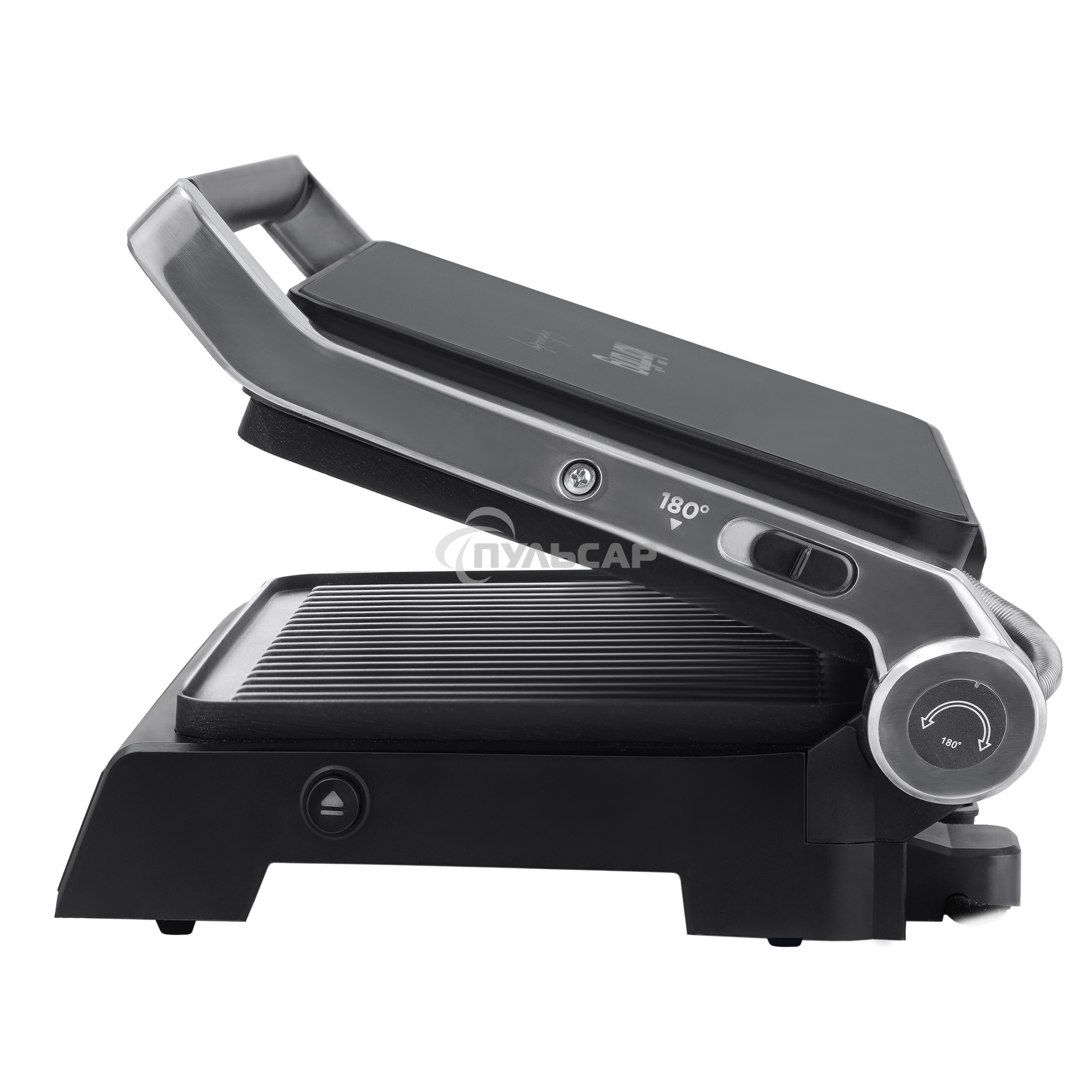 Гриль KORTING KGPA 0403 W Infinity, мощность 2000 Вт, сенсорное управление, цветной дисплей, 10 автоматических программ, раздельная регулировка температуры верхней и нижней панелей, температура от 90 до 230 градусов, таймер, цвет черный