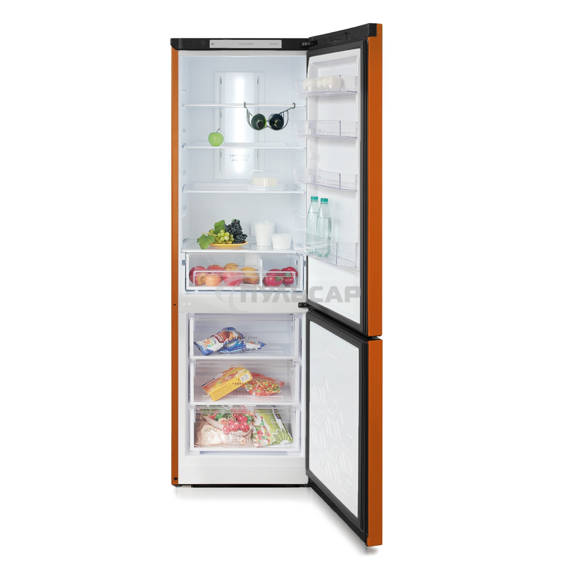 Холодильник Бирюса Б-T960NF оранжевый двухкамерный 240/100 л морозилка снизу, No Frost