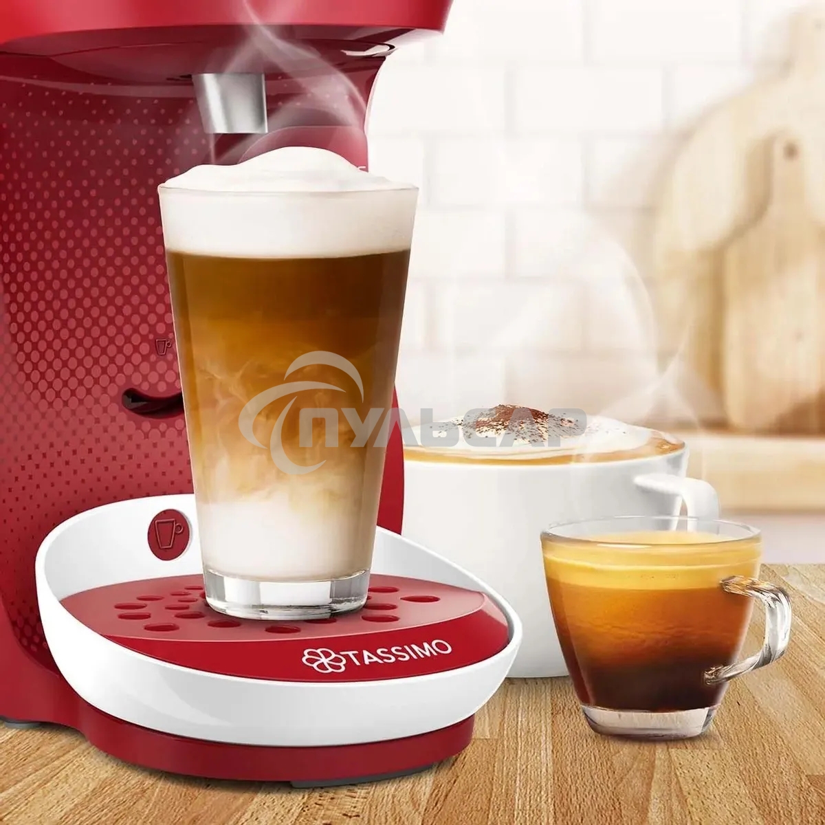 Кофемашина капсульная Bosch Tassimo TAS1006 Happy красный, исп. кофе - капсулы, 0.7 л, 1400 Вт.