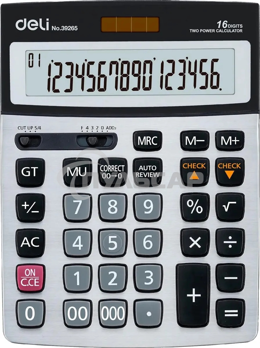 Калькулятор бухгалтерский Deli E39265 серый 16-разр.
