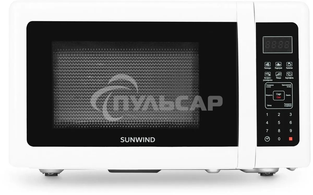 Микроволновая печь SunWind SUN-MW005 белый, 20 л, 700 Вт, переключатели - сенсор