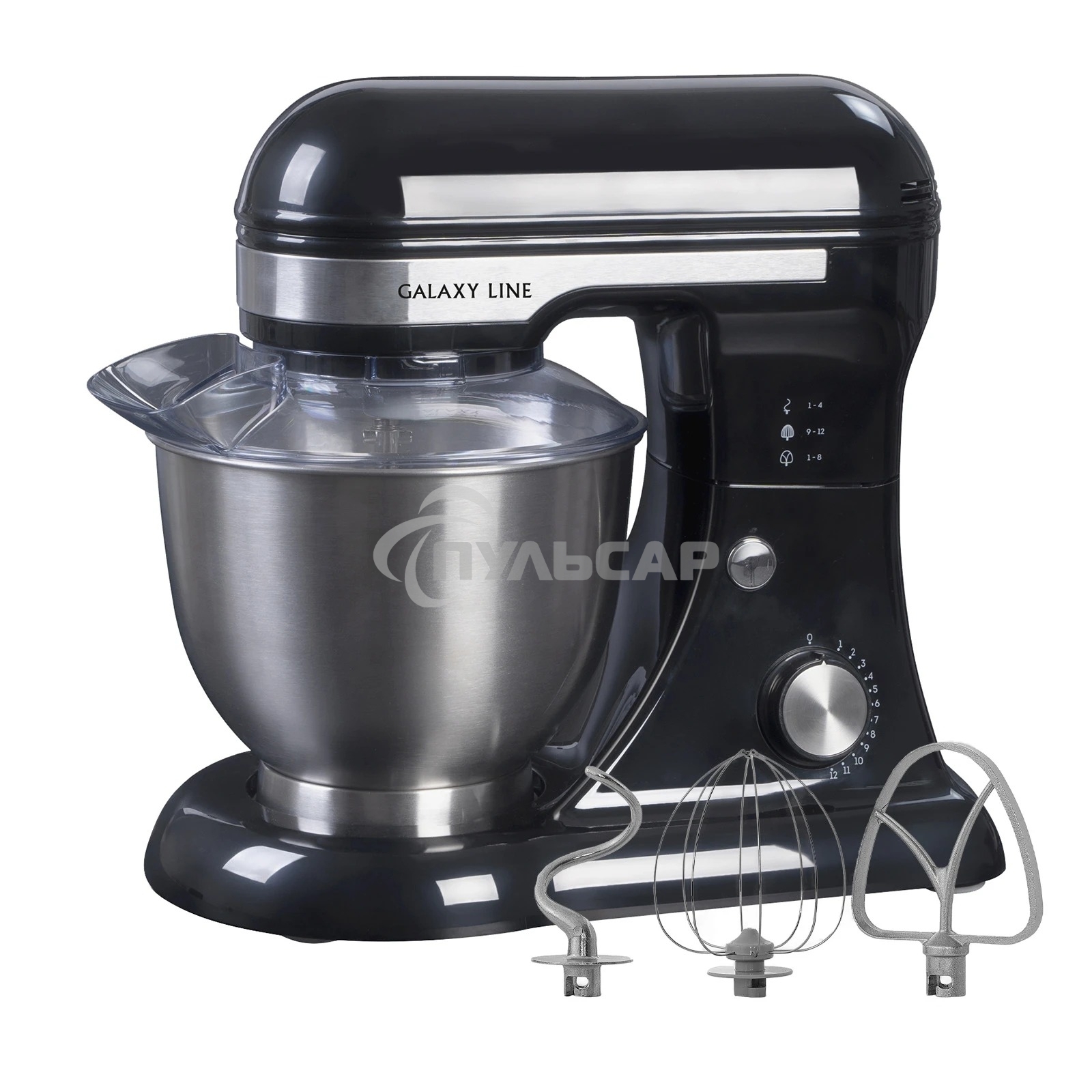 Миксер Galaxy Line GL 2230, черный, планетарный, 700 Вт, 12 скоростей