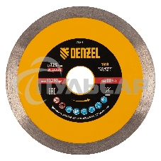 Диск алмазный отрезной Denzel 125 х 22,2 мм, сплошной, супертонкий, горячий пресс, мокрое резание