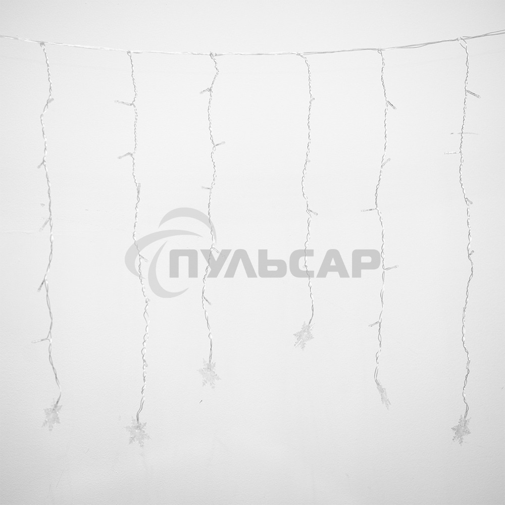 Гирлянда светод. Funray Бахрома IC100WWS, 2*0.6м, 100ламп, тепл.бел., со снежинками, IP20