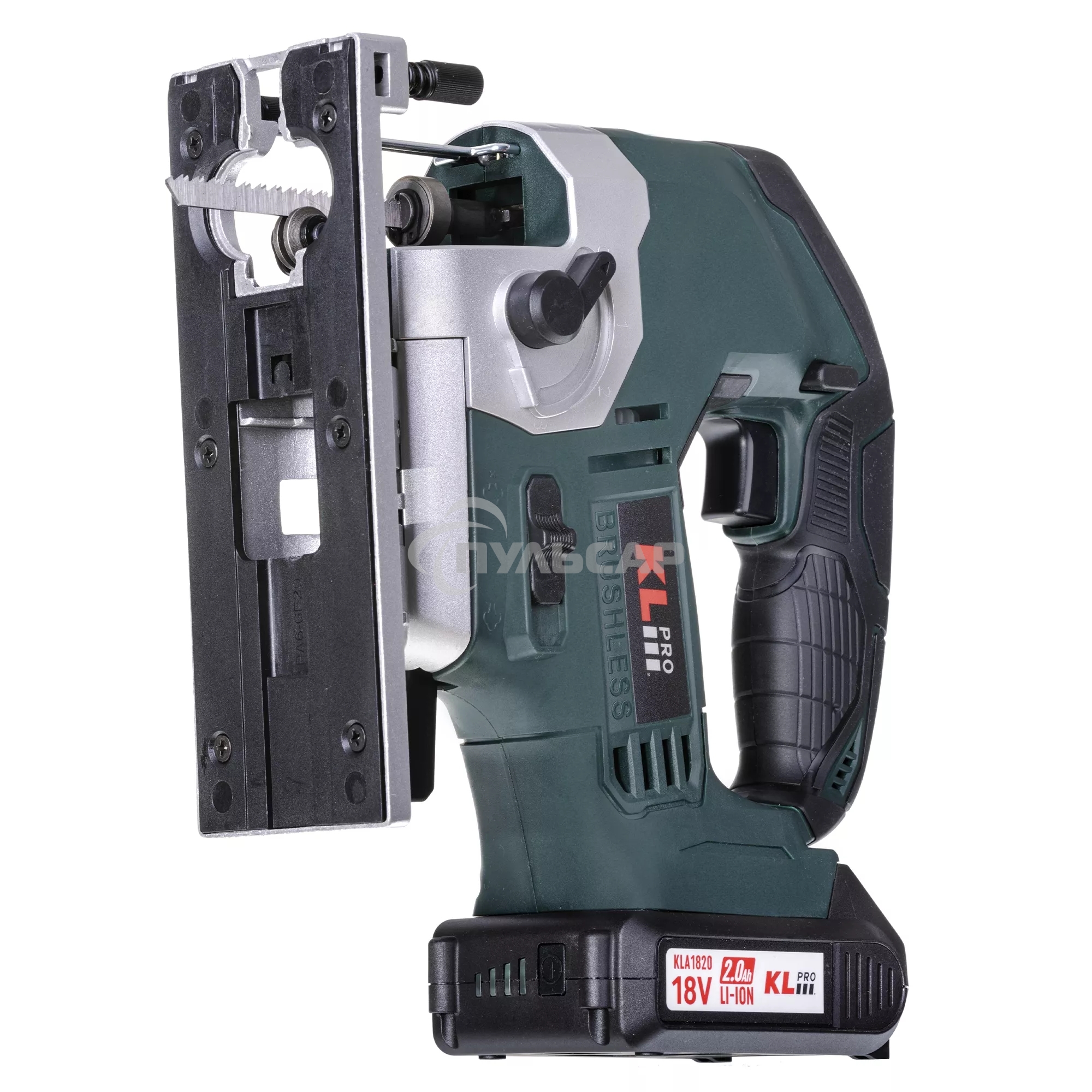 Профессиональный лобзик бесщеточный KLPRO KLDT18B-20 (18В, Li-ion-2шт, 2.0А·ч, патрубок для пылесоса, полотна (дерево/металл, З/У, кейс)