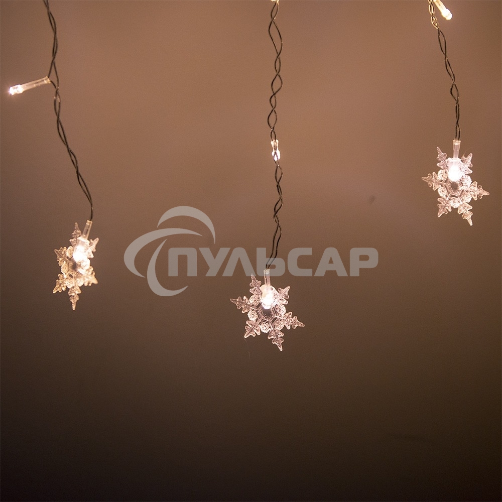 Гирлянда светод. Funray Бахрома IC100WWS, 2*0.6м, 100ламп, тепл.бел., со снежинками, IP20