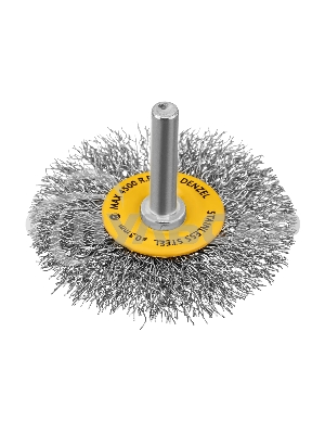 Щетка для дрели Denzel 60 мм, плоская, со шпилькой, нержавеющая витая проволока