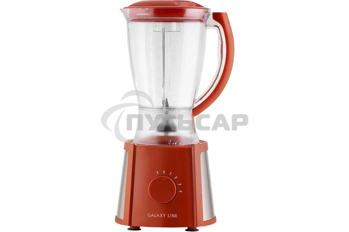 Блендер Galaxy Line GL 2162, красный, стационарный, 700 Вт, четырехлопастный нож, 4 скорости, импульсный режим