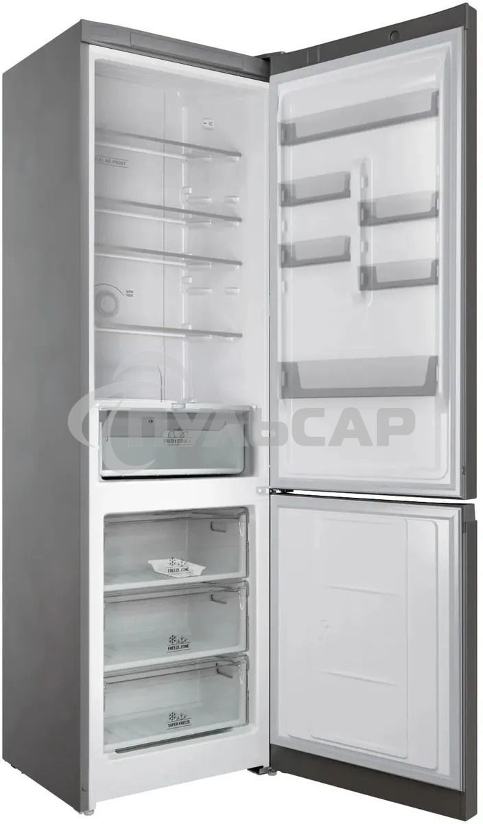 Холодильник Hotpoint HT 6200 S серебристый двухкамерный 240/83л морозилка снизу, No Frost