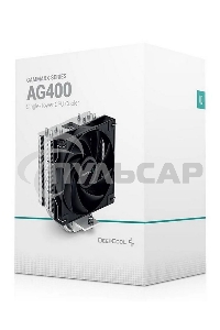 Кулер для процессора DEEPCOOL AG400 черный, 120 мм, алюминий/медь, 2000 об/мин, 31.6 дБ, 4 pin, 220 Вт, 150 мм