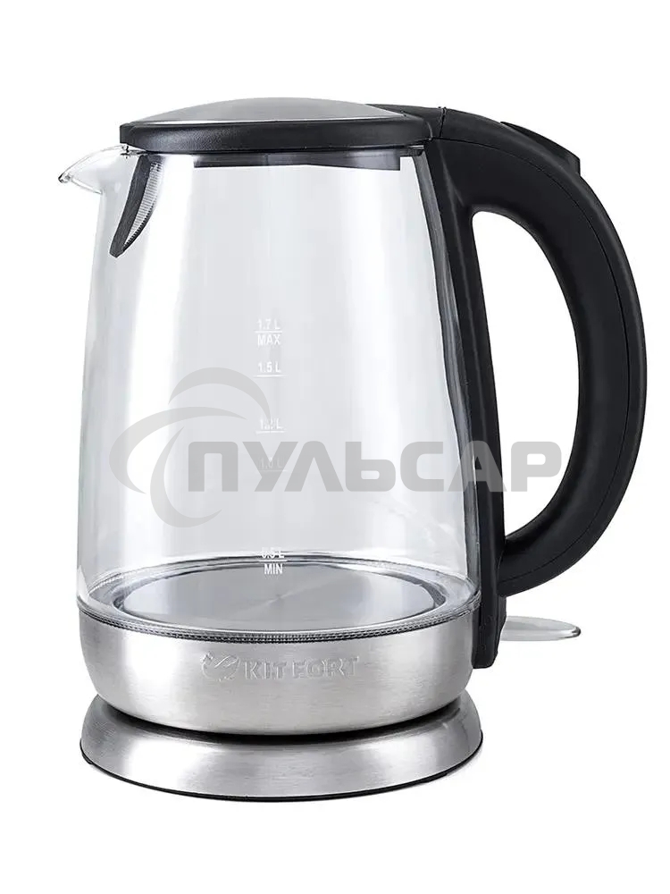 Чайник электрический Kitfort КТ-619, стекло, 1850 - 2200 Вт, 1.7 л