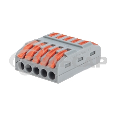 Клемма Rexant СМК 222-425 проходная 5 полюсов (0,08-4мм²), серая (30 шт/уп)