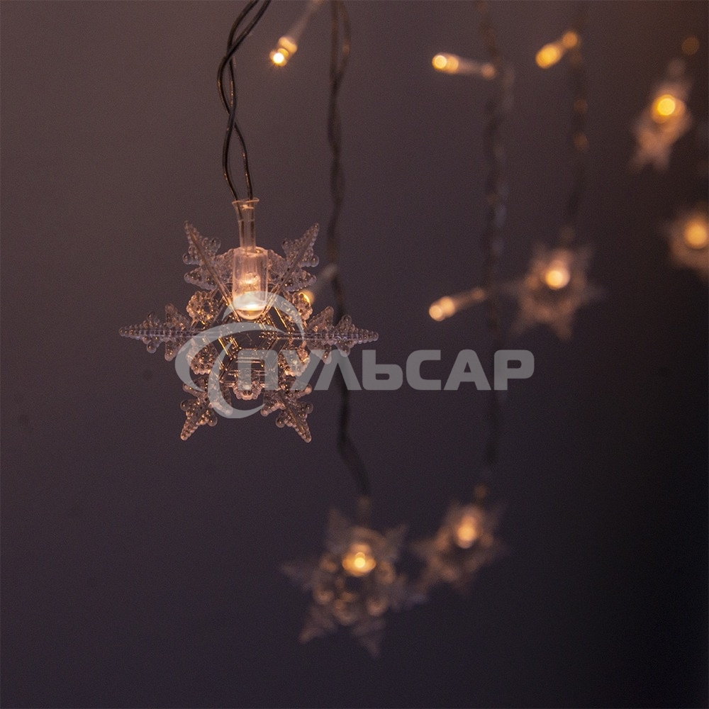 Гирлянда светод. Funray Бахрома IC100WWS, 2*0.6м, 100ламп, тепл.бел., со снежинками, IP20