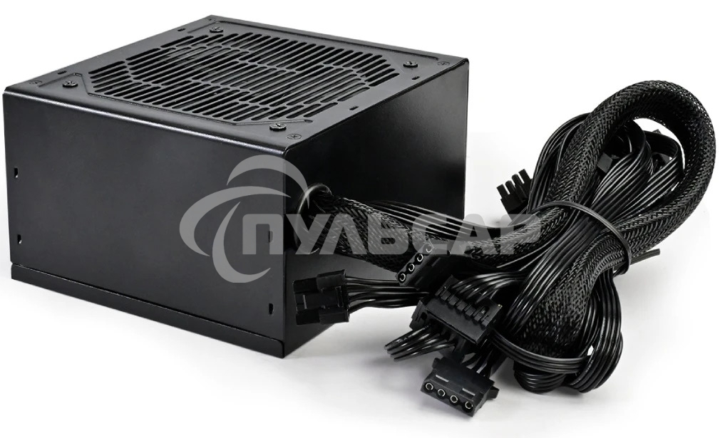 Блок питания PCCOOLER KF650, 650W 80 PLUS White (ATX, ATX 2.4, Non-modular, 1x24(20+4)pin 550мм, 1xCPU*2 8(4+4)pin 610+150мм, 2xPCIe 8(6+2)pin 510мм, 2xSATA*3+MOLEX4pin*1 450+150+150+150мм, Active, 120x120мм, 140x150x86mm, APFC, OVP, SCP, OPP (140-160%, 2