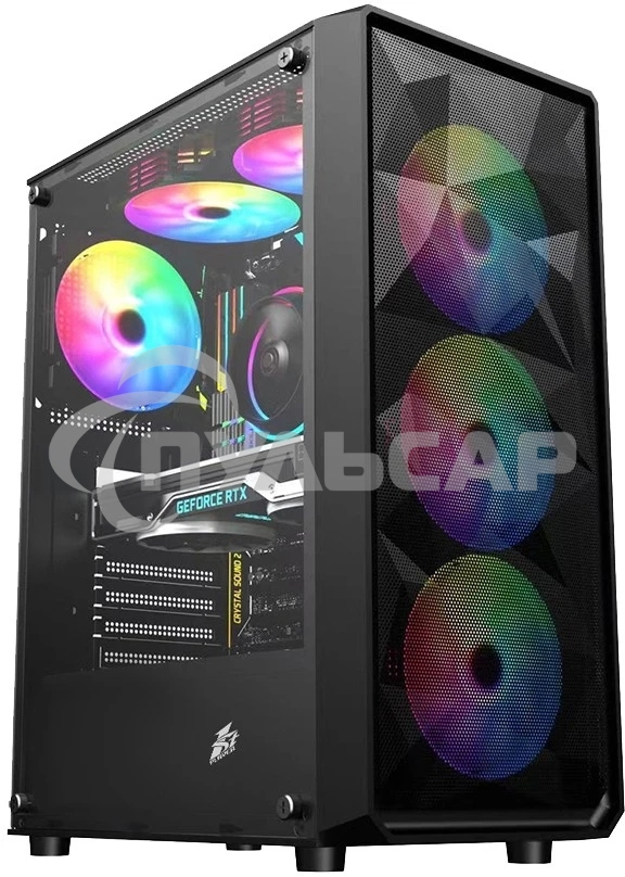 Компьютерный корпус 1STPLAYER FD3 Black / ATX / 4x120мм LED fans inc. / FD3-BK-4F1