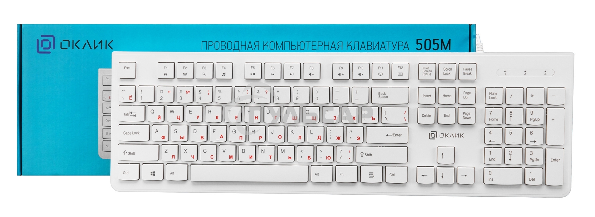 Клавиатура проводная Oklick 505M белый USB slim