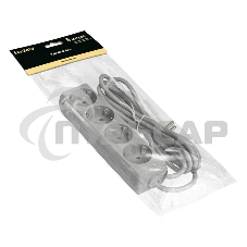 Удлинитель ExeGate ECE-4-5G (EX285817RUS), серый, 5 м, евровилка с заземлением, 4 евророзетки с заземлением, 2200 Вт