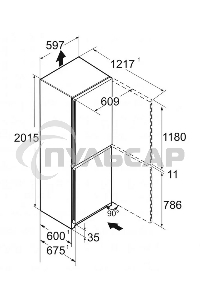Холодильник Liebherr CBNC 5723-22 001 белый двухкамерный 255/94л морозилка снизу
