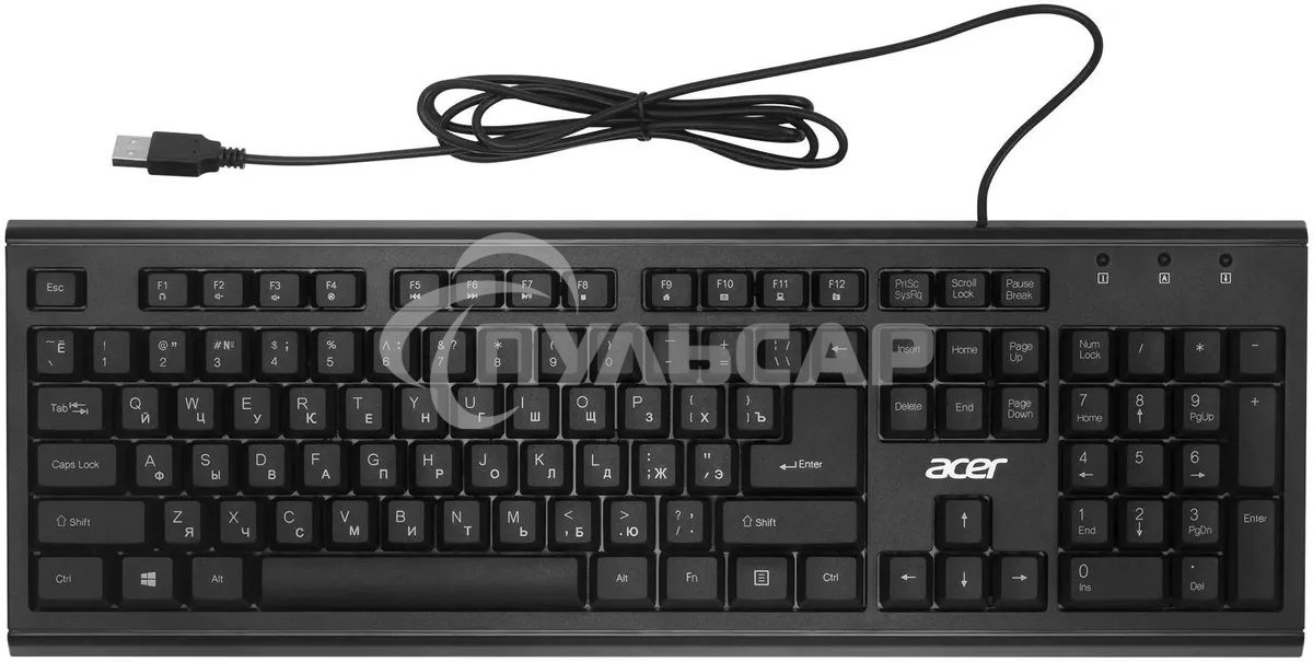 Клавиатура проводная Acer OKW120, USB, черный