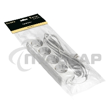 Удлинитель ExeGate ECE-4-5W (EX285818RUS), белый, 5 м, евровилка с заземлением, 4 евророзетки с заземлением, 2200 Вт