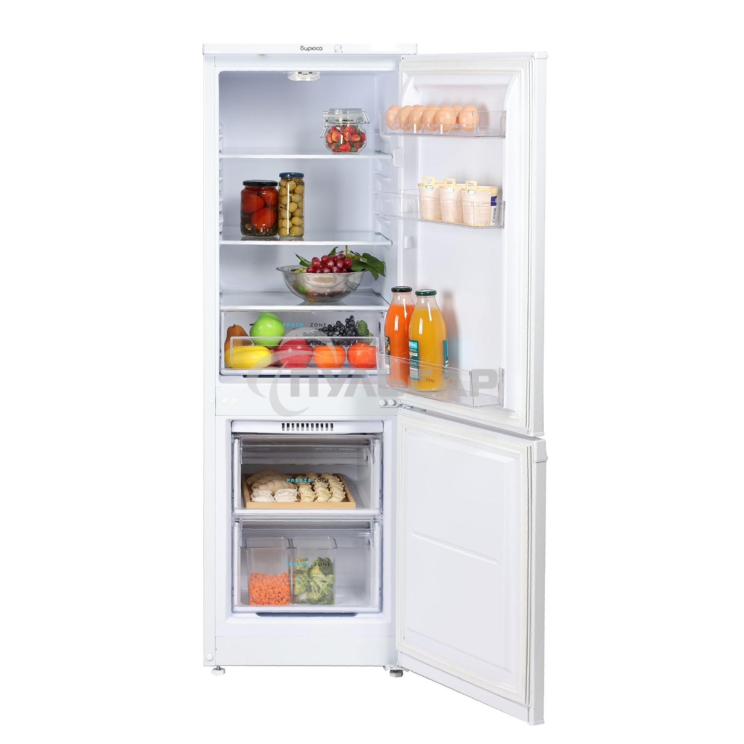 Холодильник Бирюса 418 белый двухкамерный 125/55л морозилка снизу