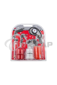 Набор пневмоинструмента Matrix, 5 предметов, быстросъемное соед. краскорасп. с верхним бачком