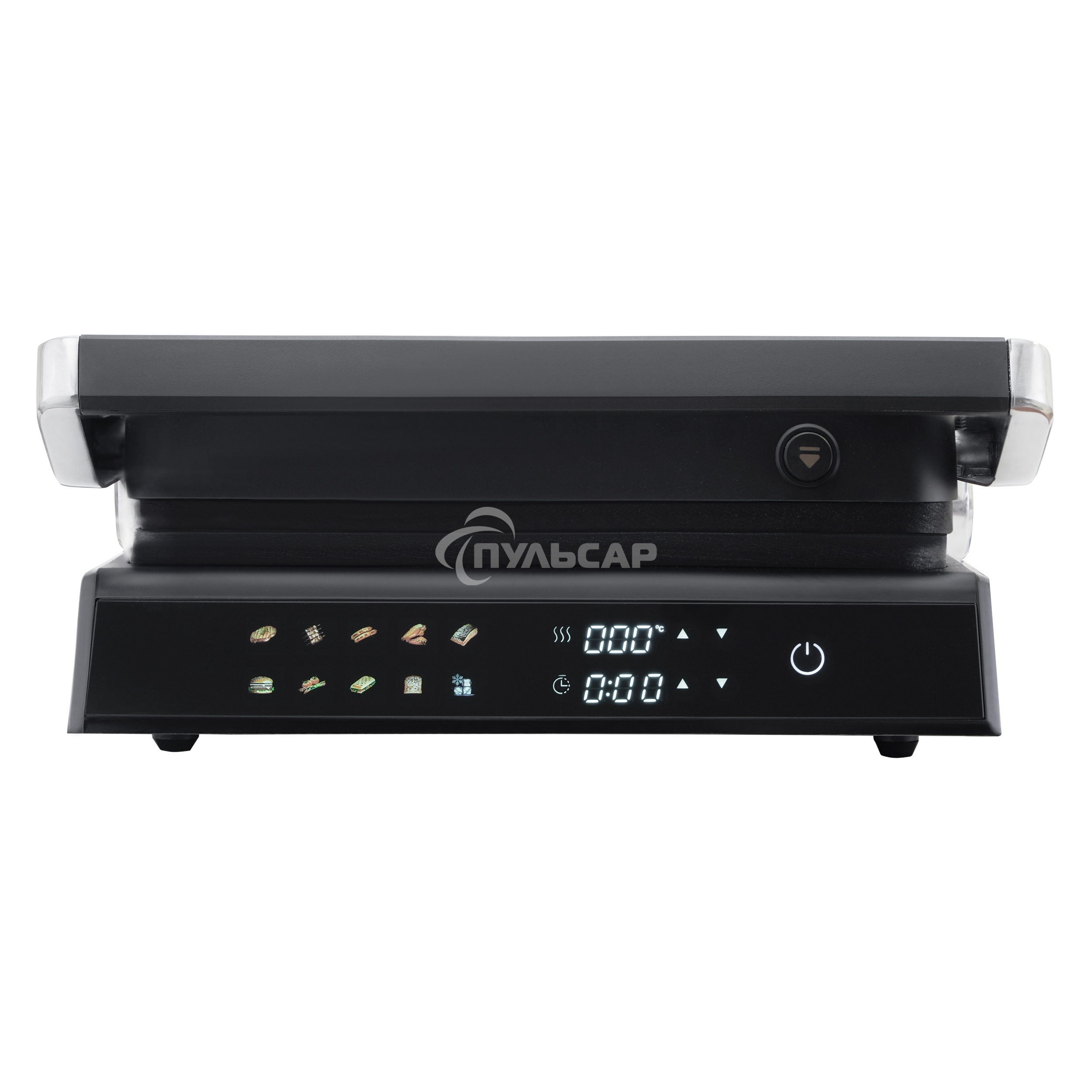 Гриль KORTING KGPA 0403 W Infinity, мощность 2000 Вт, сенсорное управление, цветной дисплей, 10 автоматических программ, раздельная регулировка температуры верхней и нижней панелей, температура от 90 до 230 градусов, таймер, цвет черный