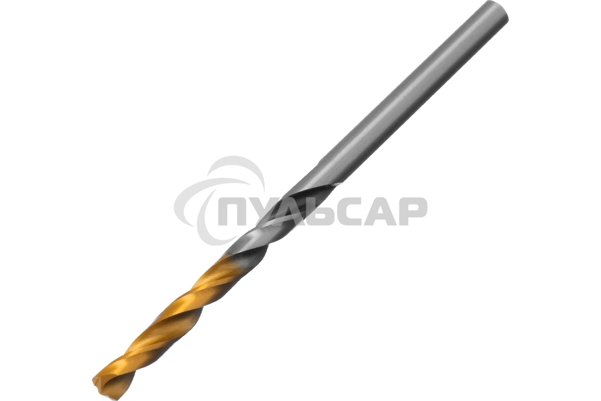 Сверло спиральное по металлу Denzel 4 x 75мм, Р6М5, Golden Tip, многогранная заточка