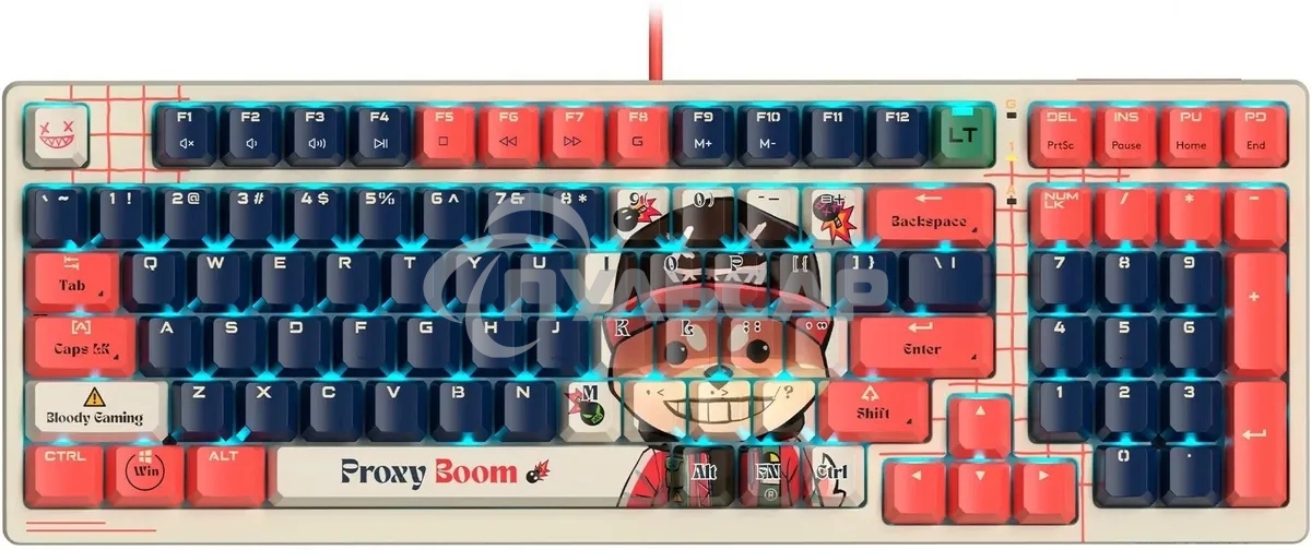 Клавиатура проводная A4Tech Bloody AT98 Proxy Boom USB бежевый/красный