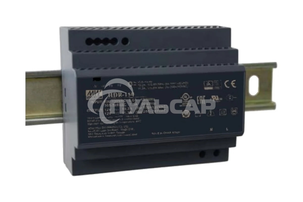 Блок питания AC-DC, 150Вт, вход 85-264 В AC 47-63Гц,120-370В DC, выход 24В,6.25А, рег. выхода 21.6-29В, в кожухе на DIN-рейку