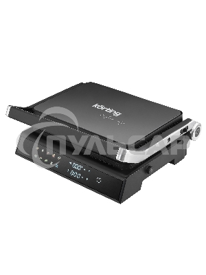 Гриль KORTING KGPA 0403 W Infinity, мощность 2000 Вт, сенсорное управление, цветной дисплей, 10 автоматических программ, раздельная регулировка температуры верхней и нижней панелей, температура от 90 до 230 градусов, таймер, цвет черный