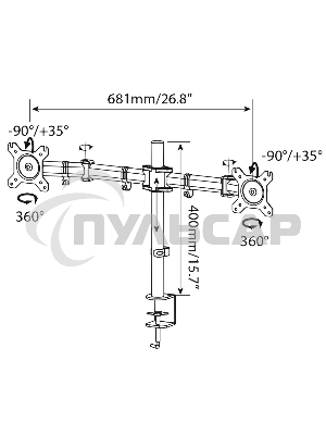 Кронштейн для мониторов Cactus CS-VM-D29-AL серебристый 13