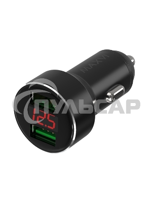 Автомобильное зарядное устройство Maxvi CCM-M542 LED metallic черный 5.4A, 2xUSB, QC3.0