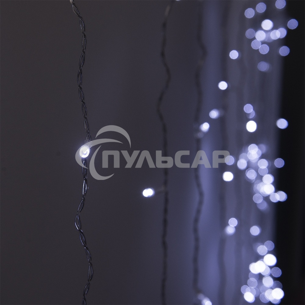 Гирлянда светод. Funray Занавес CL-320W, 3*2,5м,320LED,хол.белый,прозрачный шн. 2,5м,220в,IP20,контр