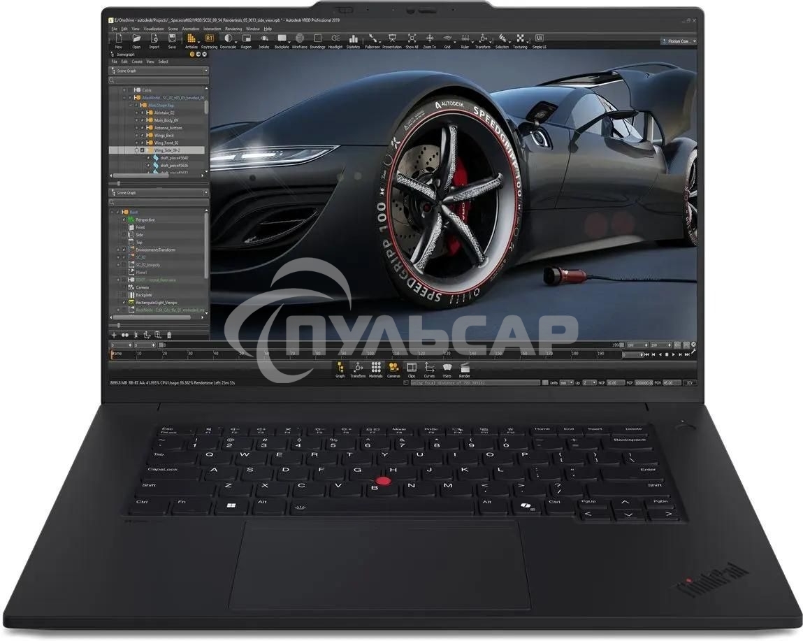 Ноутбук Lenovo ThinkPad P1 G7 черный Core Ultra 7 155H 32Gb SSD1Tb NVIDIA GeForce RTX 4060 8Gb 16