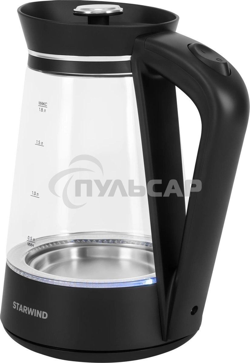 Чайник электрический Starwind SKG2116 1.8л. 1700Вт черный/прозрачный корпус: стекло