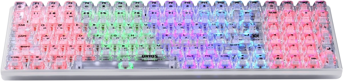 Клавиатура проводная механическая Defender Orios GK-149 RU,прозрач,100кн+FN,радуж,1.5м_1