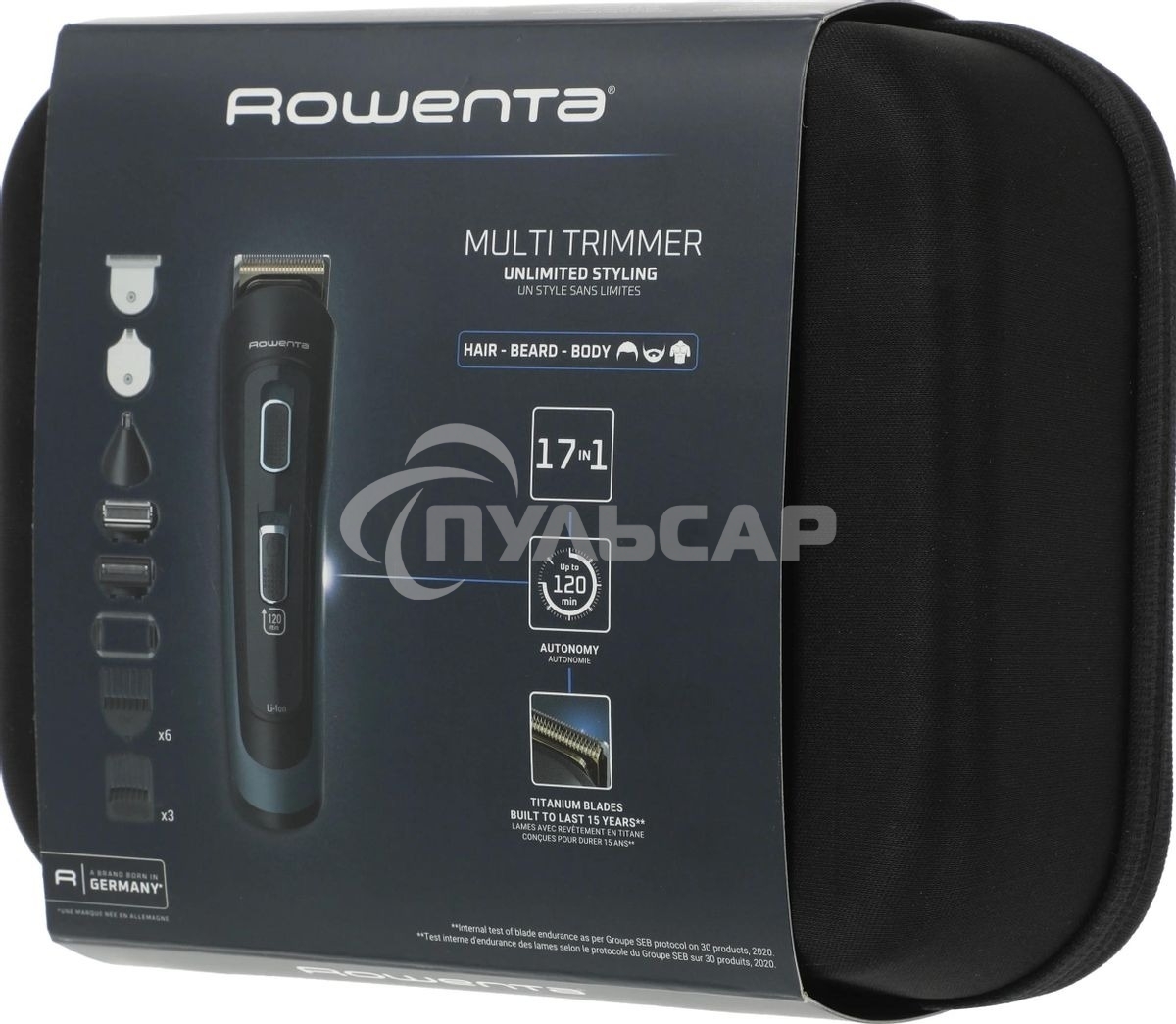 Триммер Rowenta Selectium TN9464E0 черный/хром (насадок в компл:16шт)