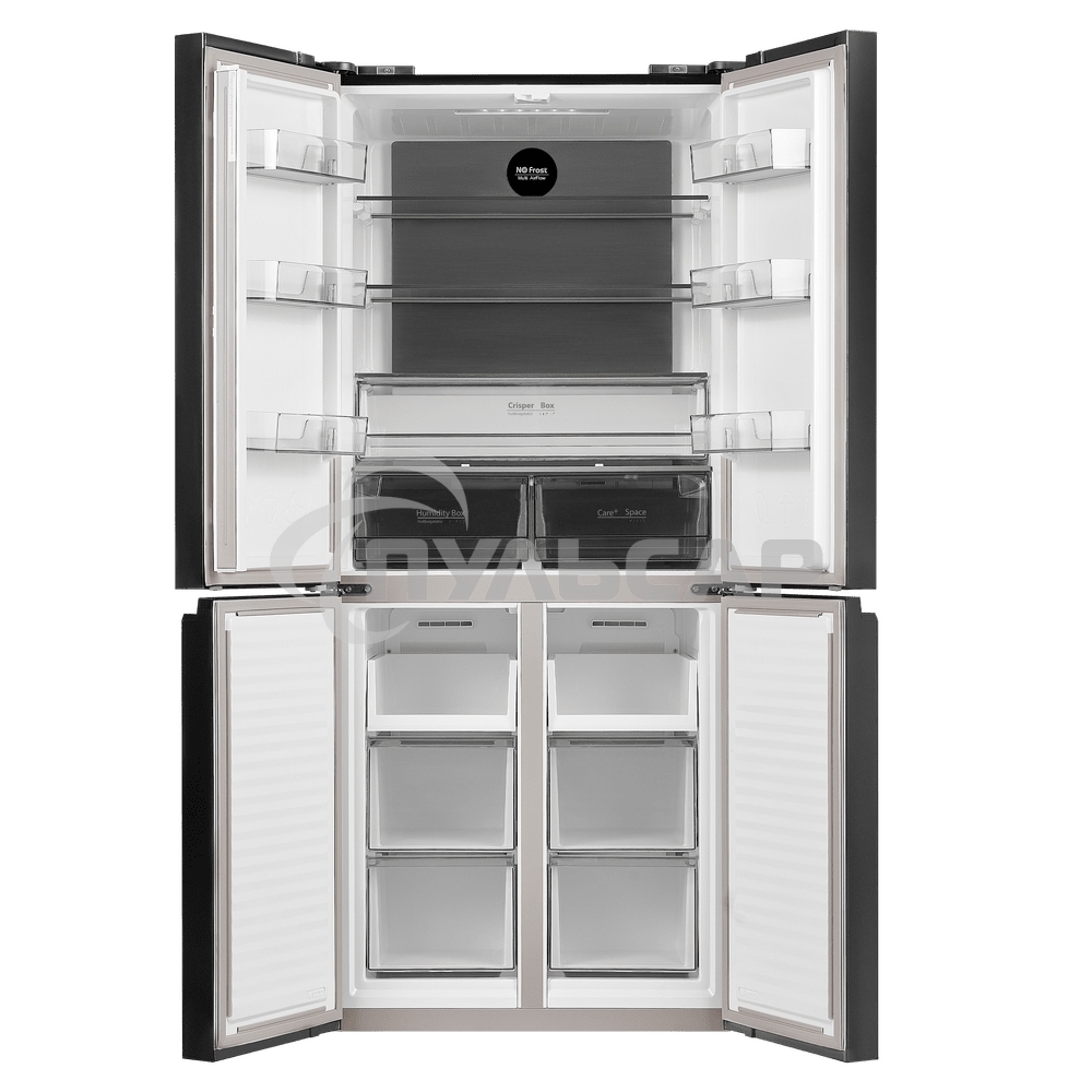 Холодильник Maunfeld MFF183NFSBE черная нержавеющая сталь трехкамерный инвертор 405л морозилка снизу