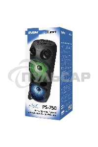 Колонка АС Sven PS-750, черный (80 Вт, TWS, Bluetooth, FM, USB, microSD, LED-дисплей, 2х4400мА*ч)